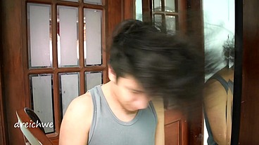 Combing my long soft hair