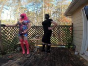 Giant fake tits cross dresser masturbation during photoshoot composite video