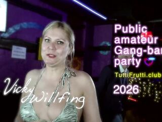 Public amateur gang-screw party