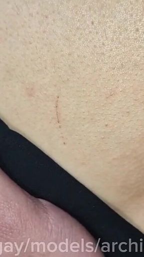 A Transvestite's Big Dick Let Him Fuck His Hole in Tights and a Skirt Covered in Cum