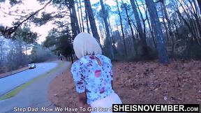 Stepdad and stepdaughter get naughty in the woods