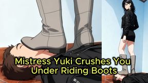Riding Boots Trampling - Mistress Yuki Crushes Your Face Under Heavy Boots
