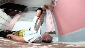 Danielle Little Black Shorts & Chunky White Boots Trample FLOOR CAM (4K)