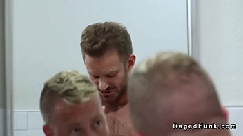 Gay strangers anal fuck in the public rest room