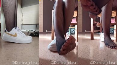 Pretty Girl tramples nylon worship feet in femdom shoeplay