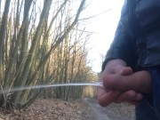 Pissing in public and flashing my dick to a runner past by