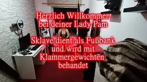 Slave Serves as a Footstool and Is Treated with Clamp Weights