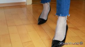 Dangling in Grey Stockings, High Heels and Foot Play