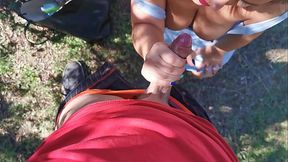 Outdoor blowjob in the countryside
