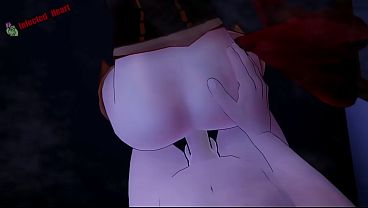 Blonde babe Jaune and brunette Pyrrha go anal in their armored alt forms