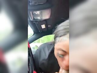 Ebony sister sucking bbc in car