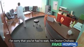 Intense Exam: Patient Gets a Hands-On Checkup at the Reception Desk