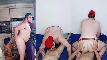 Dotado Fode Gordo Sem Dó Na Cozinha e Não Deixa Ele Lavar a Louça + Sentando No Filho Da Pastora Até Levar Ele Pro Mau Caminho (DOBRADINHA COMPLETA)