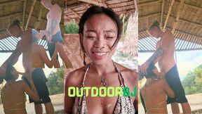 Japanese Cheating Wife got Bleached on a Public Beach