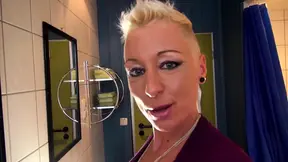 German blonde with short hair takes a pounding in her big round ass