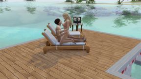 Couple in love have sex in public on the beach
