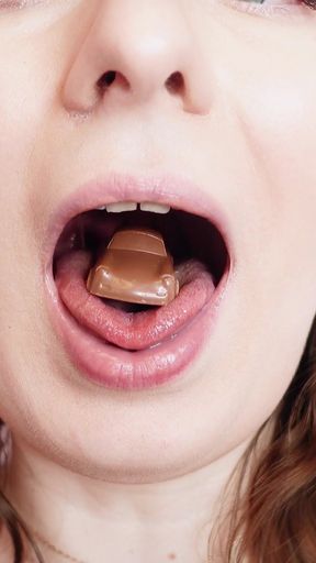 Asmr and Close-ups: Giantess Devour Fetish - Eating Cars From Chocolate. Braces.