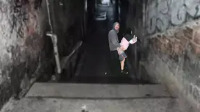 Naughty Latina street whore gives best blowjob in favela alley