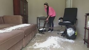 cleaning up foam balls
