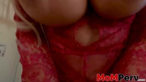 Busty blonde and busty stepmom Brittany Andrews fucks in POV