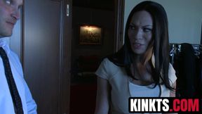 Handcuffed Tyler Alexanders tight hole serves TS Mia Isabellas dick