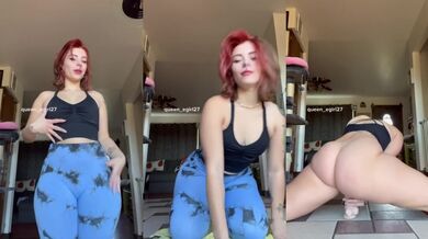Thick pawg in yoga pants rides dildo while shaking her huge ass bare