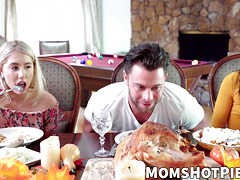 Sex starved Avi Love and Paisley Bennett consume throbbing meat for Thanksgiving
