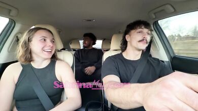 Wife Gets Choked By Big Black Dick In Backseat Carpool Ride While Husband Watches