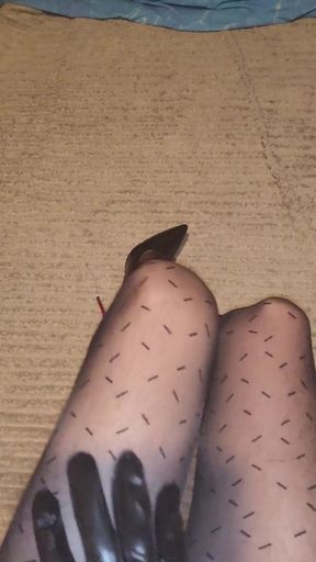 Teasing My Pattern Black Pantyhose
