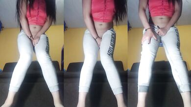 Evangelynex latino pissing pee desperation in tiny panties