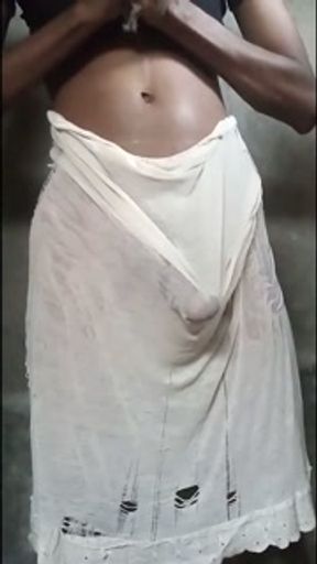 I wear wet underskirt and maturation orgasm and dancing in a public Toilet