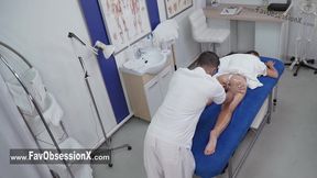 Horny massagist fucks latina with oiled sex and creampie inside pussy
