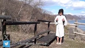 Asian girl seen by dump truck while getting fucked doggy style outdoors