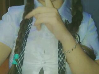 sex and hawt student wearing uniform is caught touching herself and groaning during virtual class