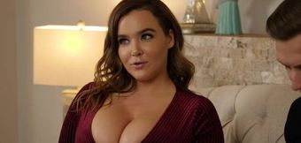 Natasha Nices makes him horny with her big boobs