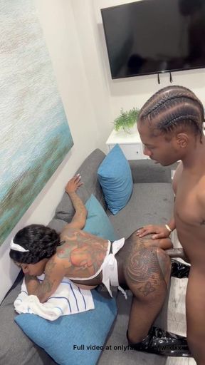 Maid cleans up her BBC boss.   Clip 1