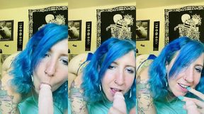 sloppy blow job from blue haired tattooed girlfriend pov joi