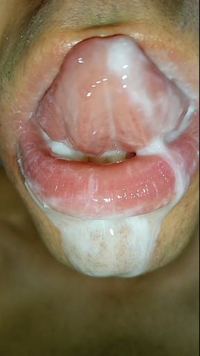 Cumslut JOI Long tongue begging for your cum, I want my milk, close-up slow motion