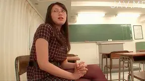 Geeky Japanese teacher yearns for wild pussy pleasuring