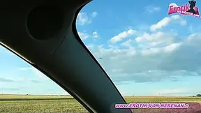 German female hitchhiker sucks the taxi driver's penis in the car