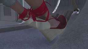 1975 Ford LTD Landau Cranking Template - Norina in Red Wedge Espadrilles 1080p