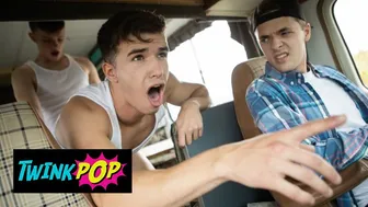 Maverick Sun rides Jake Preston's thick cock deep until he cums hard