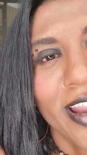 Desi slut dirty talking while playing, displaying her tongue and soft lips   Clip 1
