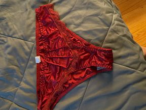 Red satin panties