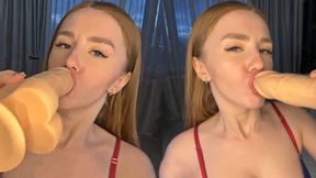 Redhead Bitch Enjoys a Huge Cock in Her Mouth