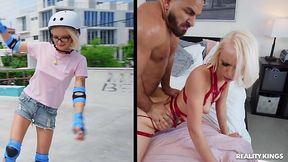 Petite Alice Pink can't stop on a blowjob and rock big dong with her cunny