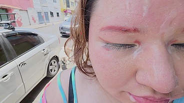 Doing cumwalks with lots of thick cum on my face, through the city with lots of people watching me, is what I always want