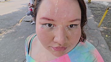 Doing cumwalks with lots of thick cum on my face, through the city with lots of people watching me, is what I always want