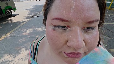 Doing cumwalks with lots of thick cum on my face, through the city with lots of people watching me, is what I always want