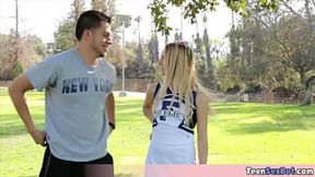 Skinny cheerleader stepsis Carmen seduces her stepbro today &mdash;  plan goes perfectly